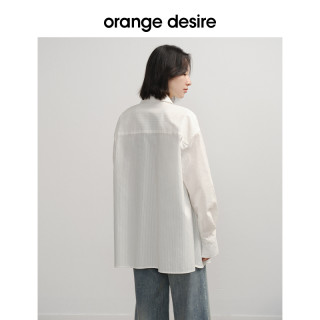 【黄油多士】orange desire春日欧若风条纹衬衫2025春新宽松衬衣 M