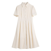 桂儿 guier 法式赫本风连衣裙女2025新款夏高级感洋气裙子 杏色(单连衣裙)