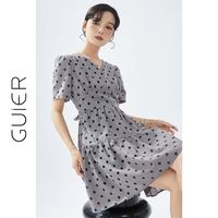 桂儿 guier 女士法式V领系带收腰显瘦连衣裙 2025新款