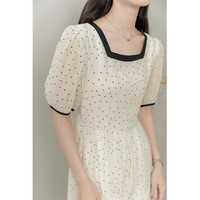 桂儿 guier 女士法式方领波点连衣裙