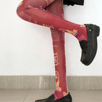 橦舟渡 火腿肠丝袜双汇印花女长筒夏季粉色中长裤袜闺蜜搞怪创意袜子 均码 双汇火腿肠丝袜