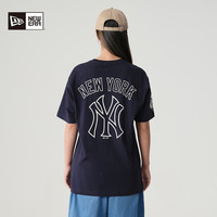 New Era纽亦华夏季MLB印花运动短袖T恤男女潮圆领NY宽松 XXL 13527272-卡其汉堡