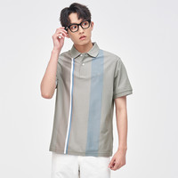 七匹狼短袖t恤男士2025夏季纯棉中年高端条纹翻领polo衫男装 175/92A/XL 003(中灰)