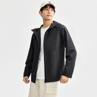 佐丹奴风衣外套男防风暗扣口袋分割网里连帽运动夹克13074835 19 卡其 M