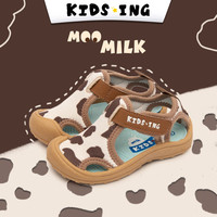 kids.ing【春尚新】儿童包头凉鞋男女童中小童软底沙滩鞋宝宝运动凉鞋 牛奶朱古力 24码 适合脚长13.1-13.8cm