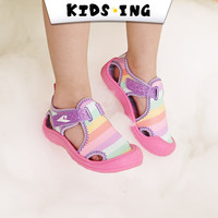 kids.ing【可迪星】女童凉鞋夏季儿童机能鞋女耐磨包头中小童凉鞋潮 粉色彩虹 30 适合脚长17.3-18.0cm