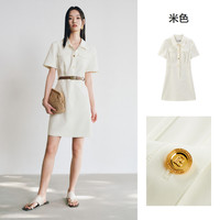 太平鸟 气质翻领衬衫裙2025夏工装风法式复古连衣裙短款通勤女