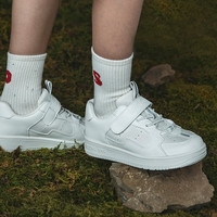 kids.ing【春尚新】校园小白鞋系列高低帮男女童休闲中大童软底运动鞋 白色低帮 27 适合脚长16.5cm
