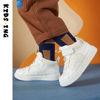 kids.ing【春尚新】校园小白鞋系列高低帮男女童休闲中大童软底运动鞋 白色高帮 28 适合脚长17.3cm