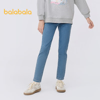 巴拉巴拉童装女童牛仔裤2025春装儿童小脚裤子中大童时尚绣花休闲长裤潮流 牛仔中蓝88201 165