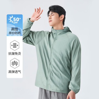 班尼路（Baleno）连帽防晒服男夏季upf50+冰丝凉感轻薄户外男女同款防晒衣男速干潮 XL 中灰/纯色