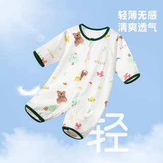 瑄妮薇宝宝连体衣五分袖婴儿哈衣睡衣夏装家居服夏季爬服男女童千 小熊聚会 90cm