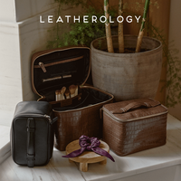 LEATHEROLOGY奥勒吉中号化妆包头层牛皮女大容量便携高级感旅行洗漱用品收纳包 浅驼色 中号 | 浅金五金
