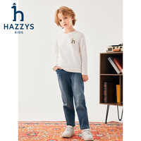 hazzys哈吉斯童装男童圆领衫打底衫秋季新中大童舒适百搭长袖T恤