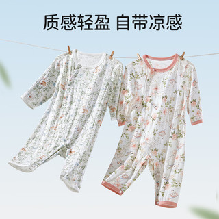 欧孕（OUYUN）婴儿连体衣春夏薄款新生男女宝宝纯棉哈衣睡衣长袖爬服 小红帽记【凉感抑菌-袖短】 73cm