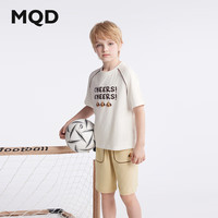 马骑顿（MQD）【上衣+裤】MQD童装男大童夏季潮酷休闲卡通套装 卡其 130