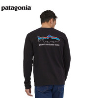 巴塔哥尼亚（Patagonia）男士混纺棉飞钓logo圆领长袖T恤 HomeWater Trout 37574 BLK L