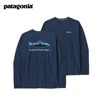 巴塔哥尼亚（Patagonia）男士混纺棉飞钓logo圆领长袖T恤 HomeWater Trout 37574 RVGN XL