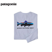 巴塔哥尼亚（Patagonia）男士混纺棉飞钓logo圆领长袖T恤 HomeWater Trout 37574 WHI XS