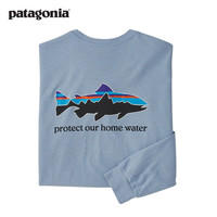 巴塔哥尼亚（Patagonia）男士混纺棉飞钓logo圆领长袖T恤 HomeWater Trout 37574 STME XS