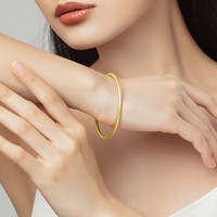 老庙黄金手镯足金古法实心金手镯素圈金镯子女款 古法素圈光面手镯 60#/约24.50g