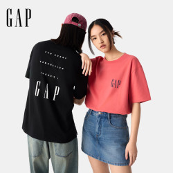 Gap 男女装印花logo纯棉圆领宽松短袖T恤