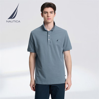 诺帝卡（NAUTICA）男装夏季款休闲棉氨多色亲肤柔软微弹翻领短袖POLO衫男 3103雾霾蓝41H S