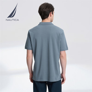 诺帝卡（NAUTICA）男装夏季款休闲棉氨多色亲肤柔软微弹翻领短袖POLO衫男 3103雾霾蓝41H S