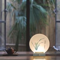 尚旗卧室台灯床头台灯中式新款浪漫温馨结婚创意宿舍家用氛围调光台灯 张大千之兰 暖光-按钮开关