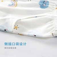 舒贝怡2条 儿童短裤子夏装女童男童薄款PP裤夏装宝宝裤子纯棉透气短裤 星空漫游满印蓝+蓝 90 cm