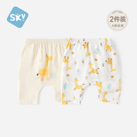 舒贝怡2条 儿童短裤子夏装女童男童薄款PP裤夏装宝宝裤子纯棉透气短裤 森林朋友满印黄+黄 100 cm