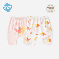 舒贝怡2条 儿童短裤子夏装女童男童薄款PP裤夏装宝宝裤子纯棉透气短裤 森林朋友满印粉+粉 90 cm