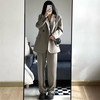 GARNUO灰色小西装外套女两件套装2025春秋小个子高级感宽松休闲西服 奶茶灰西装 L 【121-130斤】