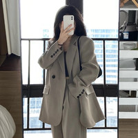 GARNUO灰色小西装外套女两件套装2025春秋新款小个子高级感宽松休闲西服 XL 【131-150斤】