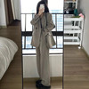 GARNUO灰色小西装外套女两件套装2025春秋小个子高级感宽松休闲西服 深灰色套装【西装+裤子】 M 【111-120斤】