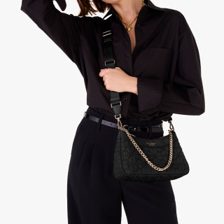 kate spade  YORK女包老花衔缝质感单肩斜挎包手提包 【黑色】KK077001