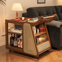 锦需木沙发边几小推车沙发边柜侧边置物收纳客厅巴士餐车可移动茶几 【全实木】樱桃木色70x40x65.5cm