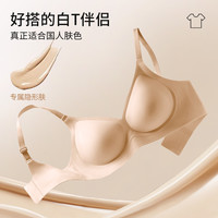 猫人特调粉底液内衣女无钢圈收副乳防下垂小胸聚拢软支撑隐形文胸 隐形肤（特调粉底液隐形） M