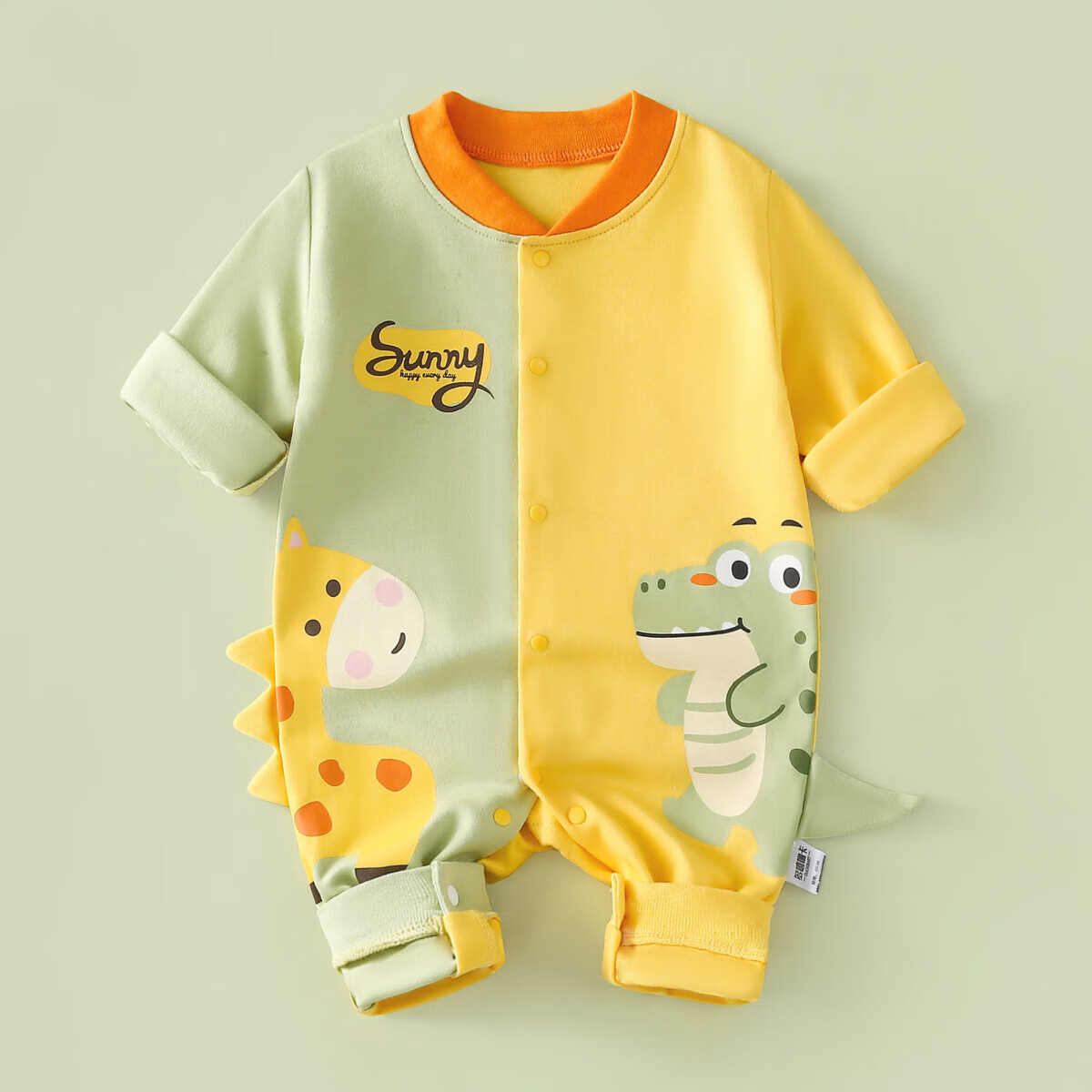 多嘻噜卡新生婴儿连体衣春秋季满月宝宝衣服卡通爬服 长颈鹿鳄鱼 59  59cm