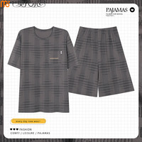 莫代尔睡衣男短袖短裤薄款100%全棉可外穿男士家居服套装 01P93601 3XL