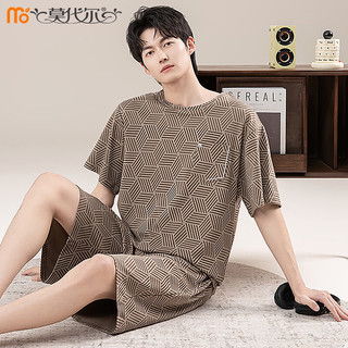 莫代尔睡衣男短袖短裤薄款100%全棉可外穿男士家居服套装 01P93603 3XL