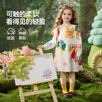 ASK JUNIOR儿童裙子2025春季女童印花连衣裙A字下摆泡泡袖小童 花色 90