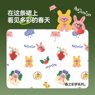 ASK JUNIOR儿童裙子2025春季女童印花连衣裙A字下摆泡泡袖小童 花色 110