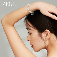 ZEGL淡水珍珠海蓝宝手串情绪稳定水晶石手链女款猫眼石蓝色手饰品