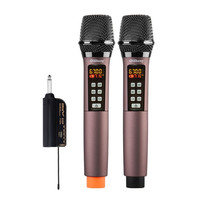 奇声无线话筒家用高保真演出会议KTV卡拉OK专业无线麦克风户外无线话筒家用话筒唱歌话筒家用麦克风 QM-977_U段可接手机美声无线双话筒