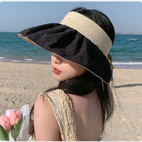 GLO-STORYGLO-STORY防晒帽女大檐气质百搭空顶帽太阳帽夏天遮阳遮脸帽 黑色
