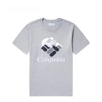 哥伦比亚（Columbia）夏季新款薄款纯棉男士短袖圆领T恤舒适百搭时尚半袖印花运动透气 黑色 2XL 180-200斤
