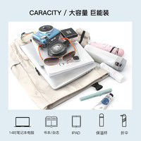 花间公主不二之旅系列原创简约休闲尼龙布背包户外出游双肩包男女 芥末黄