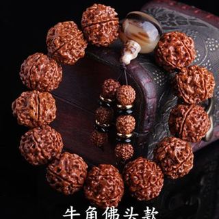 尼泊尔金刚菩提手串佛珠 五六瓣红皮金刚菩提子手链男女 5瓣19nn素珠款