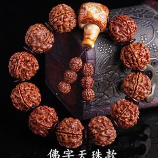 尼泊尔金刚菩提手串佛珠 五六瓣红皮金刚菩提子手链男女 5瓣19nn素珠款